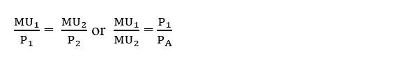 Equilibrium condition for two commodity case